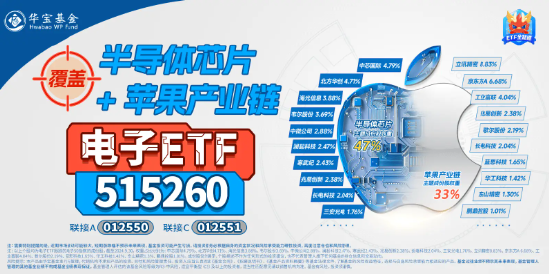 蘋果產(chǎn)業(yè)鏈嗨了！蘋果擬接入國產(chǎn)AI大模型，覆蓋“蘋果+芯片”產(chǎn)業(yè)鏈的電子ETF（515260）盤中漲近3%