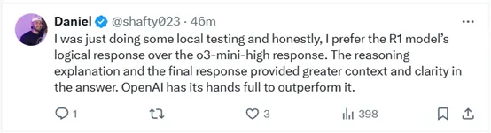 OpenAI緊急上線O3 Mini，網(wǎng)友熱評(píng)：DeepSeek R1 vs O3 Mini