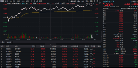 A股低開高走！科技火速奪回C位，AI全線反攻，金融科技ETF（159851）、創(chuàng)業(yè)板人工智能ETF華寶聯(lián)袂漲超2%